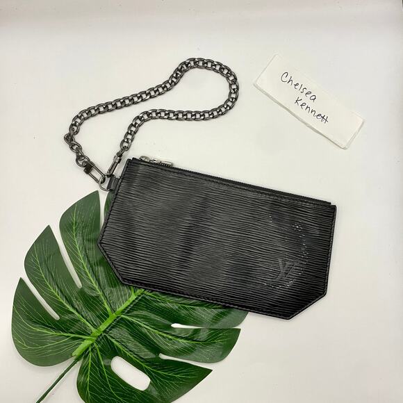 Louis Vuitton Black Leather Epi Clutch Pouchette Pouch Travel Sac Depaule - Picture 1 of 10